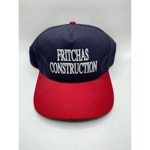 Vintage Fritchas Construction Snapback Hat Mens OSFA Navy Red Cap San Sun